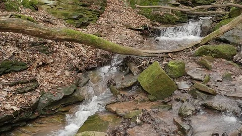 Slow motion shot of a river flow / waterfall Stock Footage 73227203