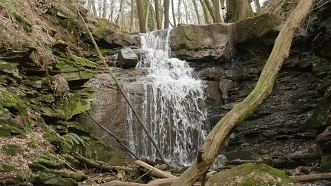 Slow motion shot of a river flow / waterfall Stock Footage 73227402