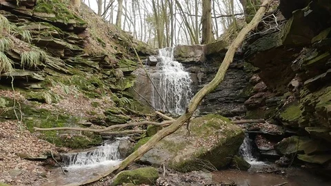 Slow motion shot of a river flow / waterfall Stock Footage 73227465