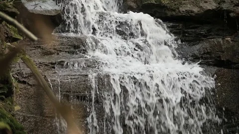 Slow motion shot of a river flow / waterfall Stock Footage 73227528