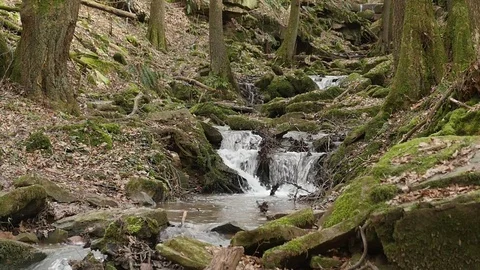 Slow motion shot of a river flow / waterfall Stock Footage 73227580