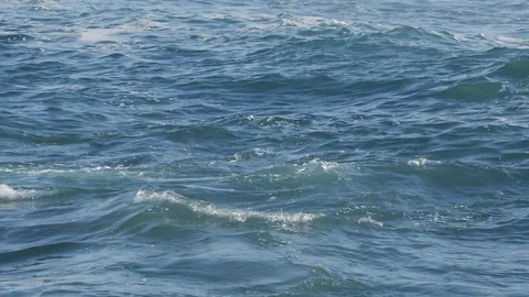 Slow motion shot of rolling waves on the blue ocean surface Stock Footage 105156676