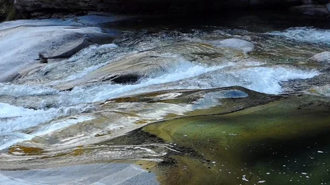 Slow motion shot of a rushing mountain rocky stream Stock-Footage 114178104