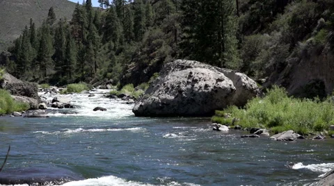 Slow motion shot of a section of rapids on the Truckee river Stock Footage 42960475