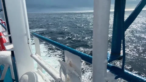 Slow-motion shot on a ship deck, with a smooth, rocking camera movement. Pe.. Stock-Footage 285732352