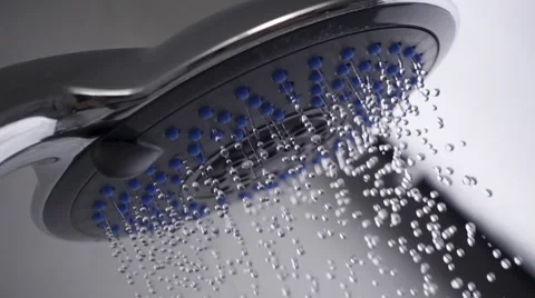 Slow motion shot of shower head with flowing water Video stock 65522609