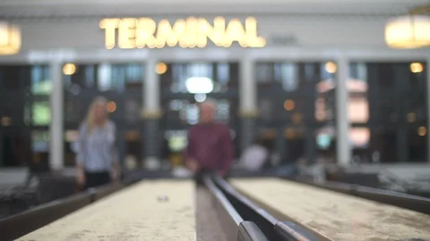 Slow Motion Shot Of Shuffleboard 스톡 동영상 105244839