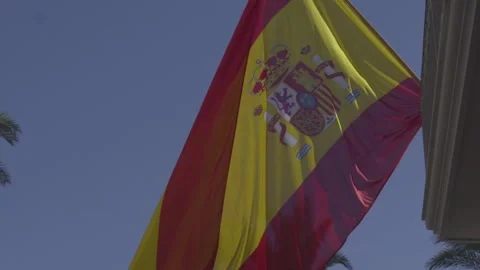 Slow motion shot of Spanish flag moved by the wind Stock-Footage 140060102