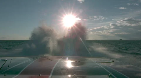 Slow motion shot from speed boat Stock Footage 61741123