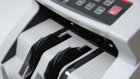 Slow Motion Shot of Thai Baht money counting in Machine. Paper THB Thai baht  Stock Footage 171637375