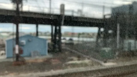 Slow Motion shot from train window Stock Footage 147686353
