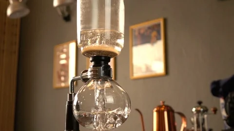 Slow motion shot: Water boiling in glass carafe Stock Footage 104651477