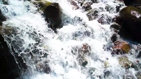Slow motion shot of water fall splashes in hilly area of Pakistan. (2) Stock Footage 200755669