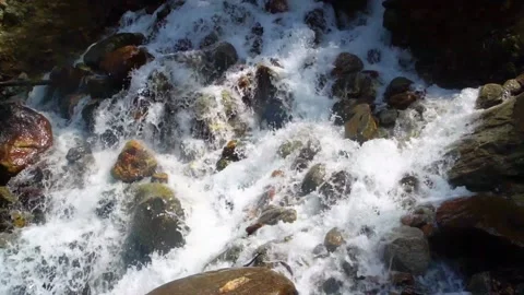 Slow motion shot of water fall splashes in hilly area of Pakistan. (7) Stock Footage 200756627