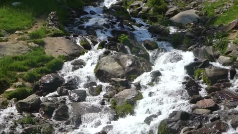 Slow motion shot of water fall splashes in hilly area of Pakistan. (9) Stock Footage 200756828