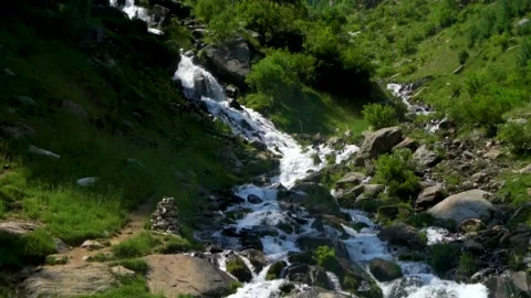 Slow motion shot of water fall splashes in hilly area of Pakistan. (8) Stock Footage 200757076