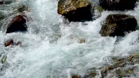 Slow motion shot of water fall splashes in hilly area of Pakistan. (13) Stock Footage 200757453