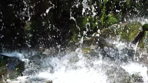 Slow motion shot of water fall splashes in hilly area of Pakistan. (23) Stock Footage 200758584