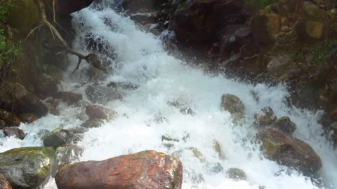 Slow motion shot of water fall splashes in hilly area of Pakistan. (4) Stock Footage 200759295