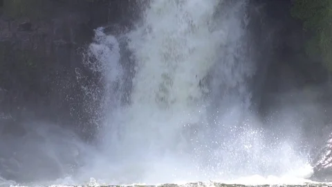 Slow motion shot of a waterfall in the Rio Pita Valley near Cotopaxi Volcano Vídeo Stock 84896241