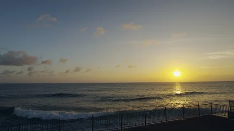 Slow motion shot of wave and sunset. Stock Footage 101412282