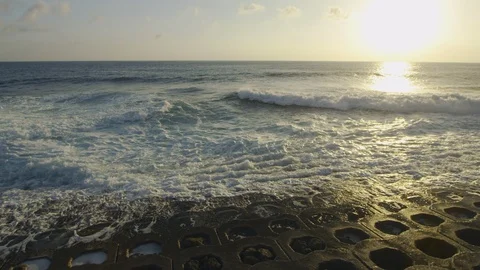 Slow motion shot of wave and sunset. Stock Footage 101412304