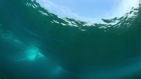 Slow Motion Shot Of Waves Splashing Undersea - Thulusdhoo, Maldives Video stock 231733656