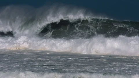 Slow motion shot of wild winter seas off the Victorian coastline. Stock Footage 93262019
