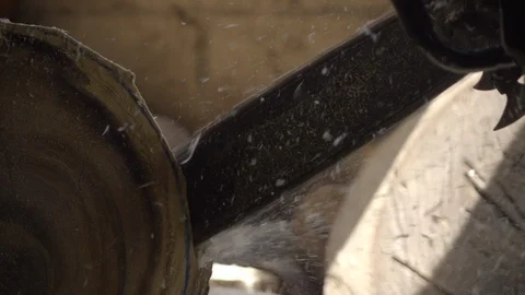 Slow motion shot of woodturning process Stock Footage 96366109