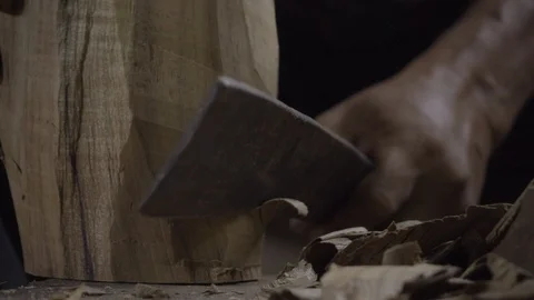 Slow motion shot of woodturning process Stock Footage 96373161