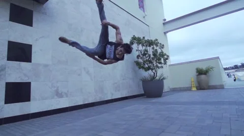 Slow Motion Side Flip In Shopping Mall Stock Footage 52662434