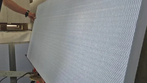 Slow Motion Side View of Cutting XPS Foam With Hot Wire Stock Footage 340643665