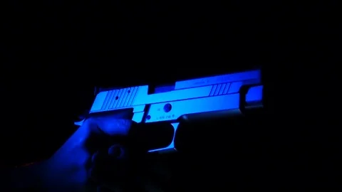 Slow motion SIG Sauer P226 gun shoots 3 time Stock Footage 70357462