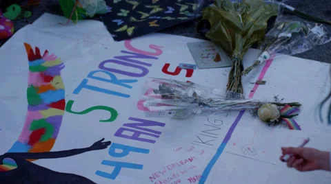 Slow Motion- Signing the Pulse Memorial- July 6th, 2016 Stock Footage 64858889