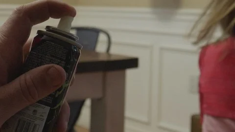 Slow Motion Silly String Spray Close Up Stock Footage 106540576