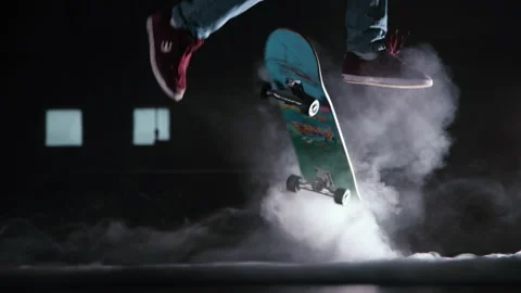 Slow motion skateboard double kick flip Stock Footage 168773178