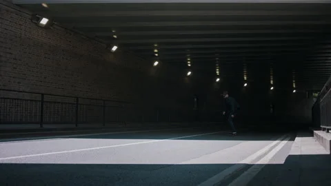 Slow Motion Of Skateboarder Doing A Fs 180 Trick In The Empty Street Video stock 133634552