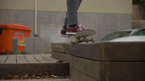 Slow motion skateboarding in closeup Stock Footage 86614191