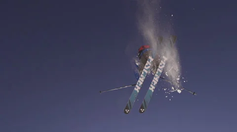 Slow Motion Skier Jump Video stock 35243235
