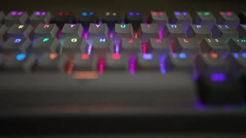 Slow motion slide moving computer mechanical keyboard viewing footage Stock Footage 290947700