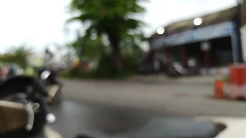Slow motion slomo of defocused bokeh blur footage of asian indonesian street at  Video stock 162297385