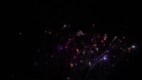 Slow motion small colourful fireworks with smoke trails Video stock 235224239