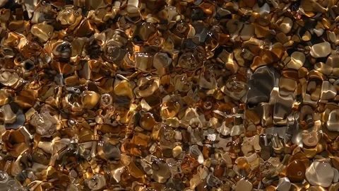 Slow motion of small standing waves with play of sun light in shallow pure water Video stock 98103144