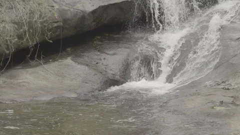 Slow Motion of Small Waterfall/Cascata Flowing Over Rocks in Paraty Stock Footage 320633590