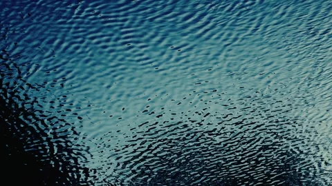 Slow Motion of Small Waves on the Surface of Dark Blue Water Stock Footage 247909396