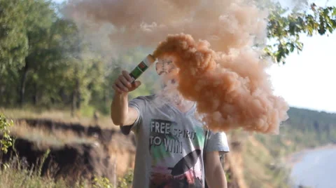 Slow motion: smoke bomb Stock Footage 52934431