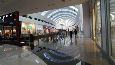 Slow motion smooth shot floating through a shopping mall Stock Footage 109178236