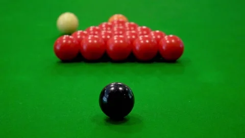 Slow-Motion Snooker Break Seen From Afore Stock Footage 149600994