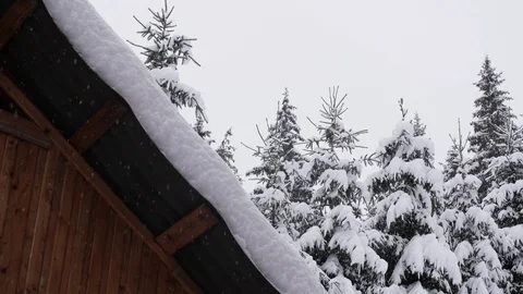 Slow Motion Snow Falling Panning In Mountains Stockbeeldmateriaal 85104169