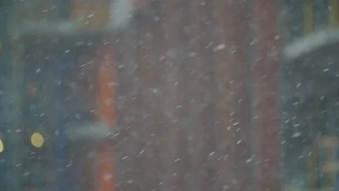 Slow Motion Snow Flakes Falling Background Blur Video stock 87414753